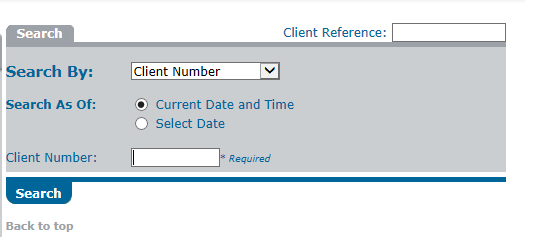 Quick Search by Client Number