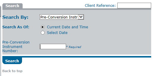 Search by Pre Convers Int