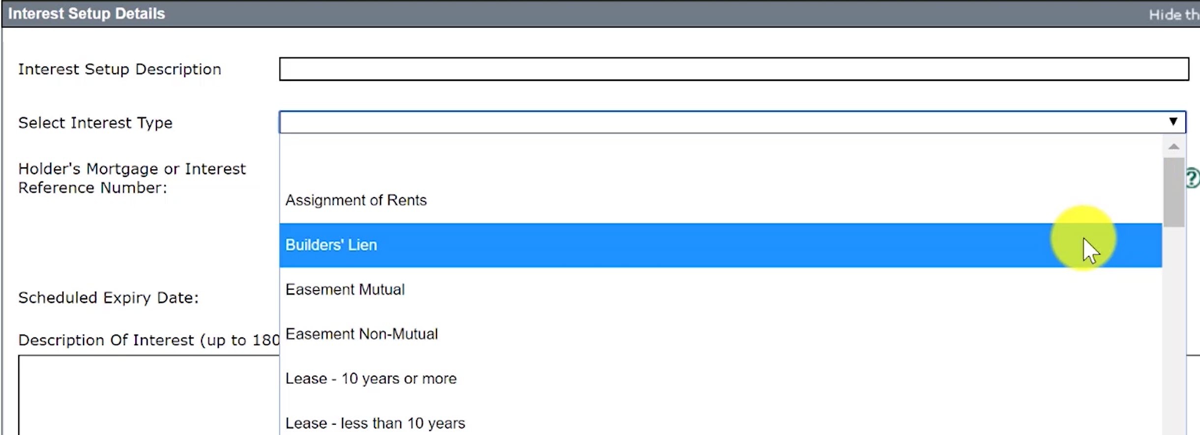 Select Builders Lien