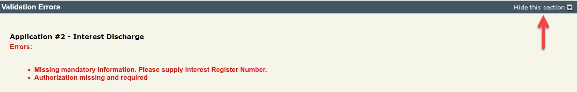 Validation Error